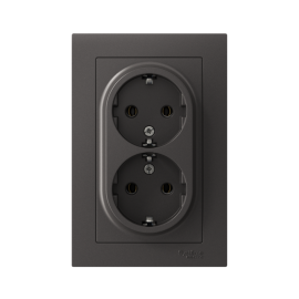 Розетка двойная AtlasDesign с заземл. 16А в сборе базальт SE ATN001424