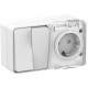 Блок ОП AtlasDesign PROFI IP54 (розетка 1-м 16А заземл. защ. шторки + 2-кл. выключатель 10А) бел. SE ATN540174