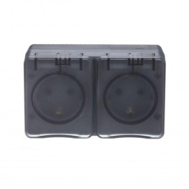 Розетка 2-м ОП AtlasDesign PROFI 16А IP54 заземл. защ. шторки антрацит SE ATN544026