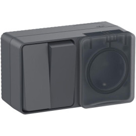 Блок ОП AtlasDesign PROFI IP54 (розетка 1-м 16А заземл. защ. шторки + 2-кл. выключатель 10А) антрацит SE ATN544074