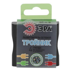 Разветвитель 4-м без заземл. 16А IP20 SP-4-B черн. Эра Б0008207