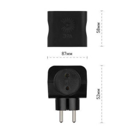 Разветвитель 4-м без заземл. 16А IP20 SP-4-B черн. Эра Б0008207