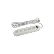 Удлинитель с сетевым фильтром 5х5м с заземл. 10А IP20 USF-5es-5m-W ПВС 3х0.75 с выкл. бел. Эра Б0019738