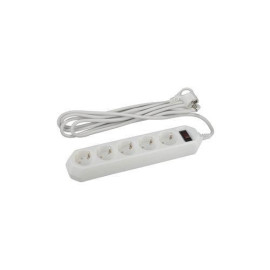 Удлинитель с сетевым фильтром 5х5м с заземл. 10А IP20 USF-5es-5m-W ПВС 3х0.75 с выкл. бел. Эра Б0019738