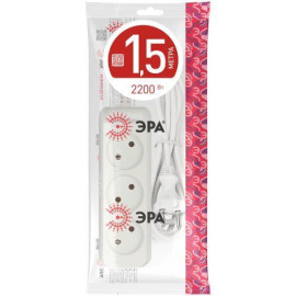 Удлинитель 3х1.5м без заземл. 10А IP20 U-3-1.5m-2х1 ПВС 2х1 Эра Б0028354