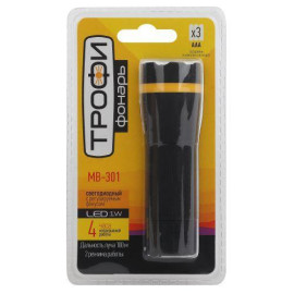 Фонарь MB-301 1Вт регулируемый фокус пластик блист. Трофи Б0033750