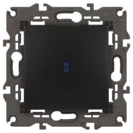 Выключатель 1-кл. СП Elegance 14-1102-05 10А IP20 250В 10AX с подсветкой механизм антрацит Эра Б0034219