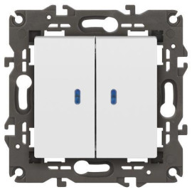 Выключатель 2-кл. СП Elegance 14-1105-01 10А IP20 250В 10AX с подсветкой механизм бел. Эра Б0034237