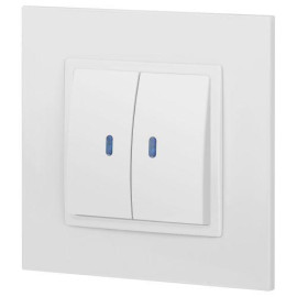 Выключатель 2-кл. СП Elegance 14-1105-01 10А IP20 250В 10AX с подсветкой механизм бел. Эра Б0034237