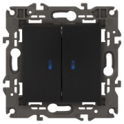 Выключатель 2-кл. СП Elegance 14-1105-05 10А IP20 250В 10AX с подсветкой механизм антрацит Эра Б0034241