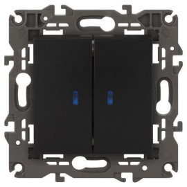 Выключатель 2-кл. СП Elegance 14-1105-05 10А IP20 250В 10AX с подсветкой механизм антрацит Эра Б0034241