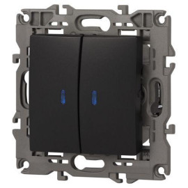 Выключатель 2-кл. СП Elegance 14-1105-05 10А IP20 250В 10AX с подсветкой механизм антрацит Эра Б0034241