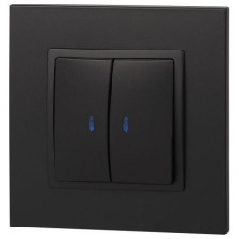 Выключатель 2-кл. СП Elegance 14-1105-05 10А IP20 250В 10AX с подсветкой механизм антрацит Эра Б0034241