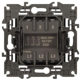 Выключатель 3-кл. СП Elegance 14-1107-05 10А IP20 250В 10AX механизм антрацит Эра Б0034254