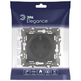 Розетка 1-м СП Эра Elegance 14-2101-05 16А IP20 16AX 250В 2P+E Schuko антрацит Эра Б0034269