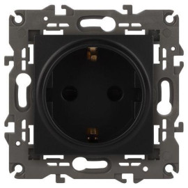 Розетка 1-м СП Эра Elegance 14-2102-05 16А IP20 16AX 250В 2P+E Schuko защ. шторки антрацит Эра Б0034276