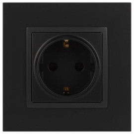 Розетка 1-м СП Эра Elegance 14-2102-05 16А IP20 16AX 250В 2P+E Schuko защ. шторки антрацит Эра Б0034276