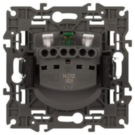 Розетка 1-м СП Эра Elegance 14-2102-05 16А IP20 16AX 250В 2P+E Schuko защ. шторки антрацит Эра Б0034276
