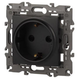 Розетка 1-м СП Эра Elegance 14-2102-05 16А IP20 16AX 250В 2P+E Schuko защ. шторки антрацит Эра Б0034276