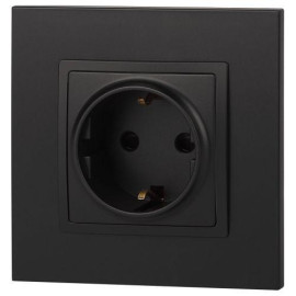 Розетка 1-м СП Эра Elegance 14-2102-05 16А IP20 16AX 250В 2P+E Schuko защ. шторки антрацит Эра Б0034276