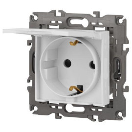 Розетка 1-м СП Эра Elegance 14-2103-01 16А IP20 16AX 250В 2P+E Schuko защ. шторки с крышкой бел. Эра Б0034278