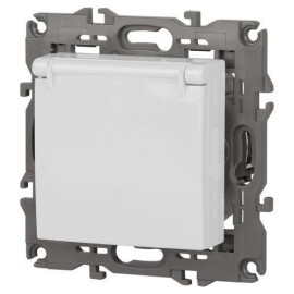 Розетка 1-м СП Эра Elegance 14-2103-01 16А IP20 16AX 250В 2P+E Schuko защ. шторки с крышкой бел. Эра Б0034278