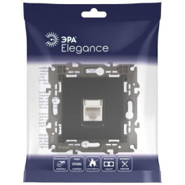 Розетка компьютерная 1-м Elegance 14-3107-05 RJ45 IP20 механизм антрацит Эра Б0034306