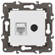 Розетка компьютерная + телевизионная 2-м Elegance 14-3110-01 RJ45 + TV IP20 механизм бел. Эра Б0034314