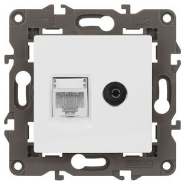 Розетка компьютерная + телевизионная 2-м Elegance 14-3110-01 RJ45 + TV IP20 механизм бел. Эра Б0034314