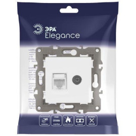 Розетка компьютерная + телевизионная 2-м Elegance 14-3110-01 RJ45 + TV IP20 механизм бел. Эра Б0034314