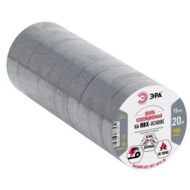 Изолента ПВХ 15ммх20м сер. ЭРА Б0039314