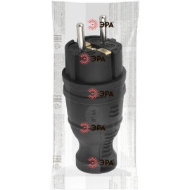 Вилка каучуковая с заземл. прям. 16А IP44 черн. Эра Б0044540