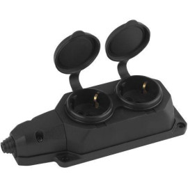 Колодка удлинителя 2-м с заземл. 16А IP44 K-2e-B-IP44 каучук черн. Эра Б0044544