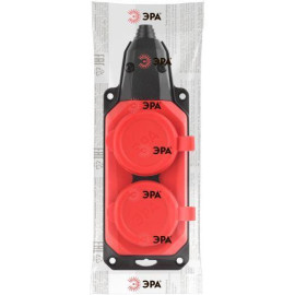 Колодка удлинителя 2-м с заземл. 16А IP44 K-2e-RED-IP44 каучук красн. Эра Б0044551