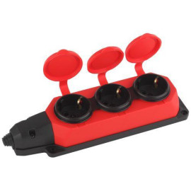 Колодка удлинителя 3-м с заземл. 16А IP44 K-3e-RED-IP44 каучук красн. Эра Б0044552