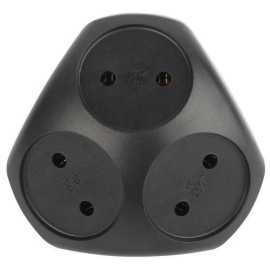 Разветвитель электрический SPx-3-B на 3 розетки без заземл. 10А черн. Эра Б0059721