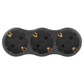 Разветвитель электрический SPx-3e-B на 3 розетки с заземл. 16А черн. Эра Б0059723