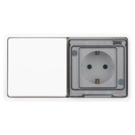 Блок розетка с выключателем Эксперт 11-7521-01 IP55 16А (10AX)-250В СУ бел. Эра Б0063261