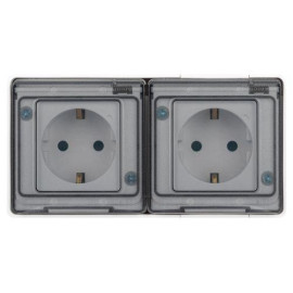 Розетка Эксперт 11-2504-01 2х2P+E гориз. IP55 шторки 16А-250В ОУ бел. Эра Б0063262