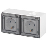 Розетка Эксперт 11-2503-01 2х2P+E гориз. IP55 16А-250В ОУ бел. Эра Б0063264