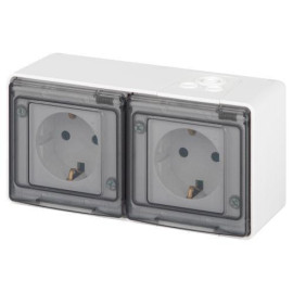 Розетка Эксперт 11-2503-01 2х2P+E гориз. IP55 16А-250В ОУ бел. Эра Б0063264