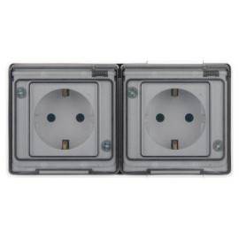 Розетка Эксперт 11-2503-01 2х2P+E гориз. IP55 16А-250В ОУ бел. Эра Б0063264