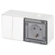 Блок розетка с выключателем Эксперт 11-7502-01 двойн. IP55 16A(10AX)-250В ОУ белый Эра Б0063270
