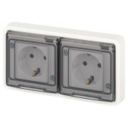 Розетка Эксперт 11-2523-01 2х2P+E гориз. IP55 16А-250В СУ бел. Эра Б0063276