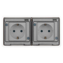 Розетка Эксперт 11-2523-01 2х2P+E гориз. IP55 16А-250В СУ бел. Эра Б0063276