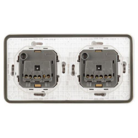 Розетка Эксперт 11-2523-01 2х2P+E гориз. IP55 16А-250В СУ бел. Эра Б0063276