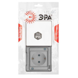 Блок розетка с выключателем Эксперт 11-7501-01 IP55 16А (10AX)-250В ОУ бел. Эра Б0063288
