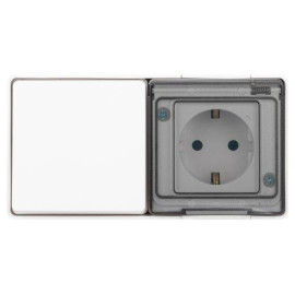 Блок розетка с выключателем Эксперт 11-7501-01 IP55 16А (10AX)-250В ОУ бел. Эра Б0063288