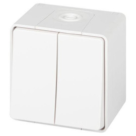 Переключатель Эксперт 11-1506-01 двойн. IP55 10АХ-250В ОУ бел. Эра Б0063295