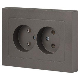 Розетка 2-м СП Accent 6-204-09 16А IP20 250В 2P AL/CU титан Intro Б0063433